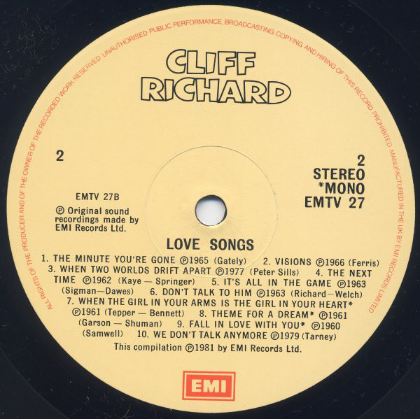 Cliff Richard - Love Songs (LP, Comp, Mono, RM) 444