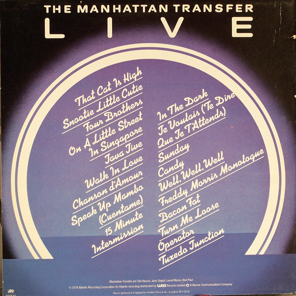 The Manhattan Transfer - Live (LP, Album, Got) 3434