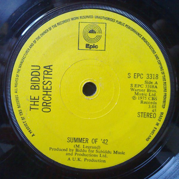 The Biddu Orchestra* - Summer Of '42 (7", Single)