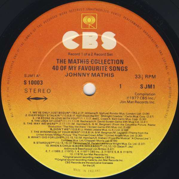 Johnny Mathis - The Mathis Collection (40 Of My Favourite Songs) (2xLP, Album, Comp) 530