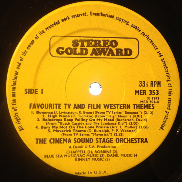 The Cinema Sound Stage Orchestra - Favourite TV And Film Western Themes (LP) 3345