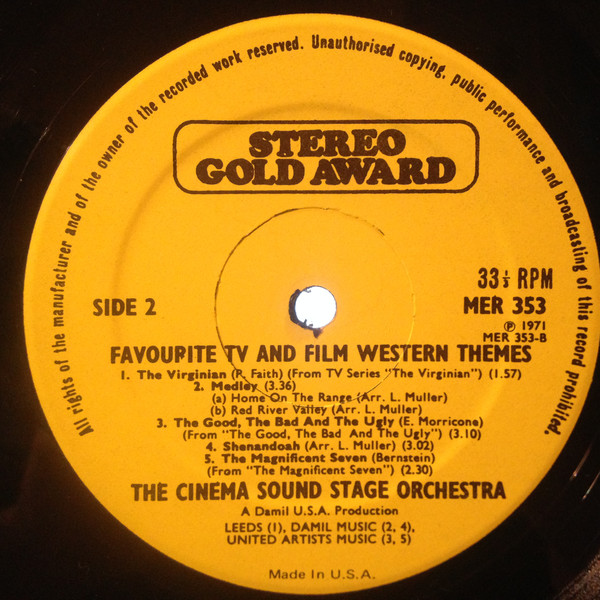 The Cinema Sound Stage Orchestra - Favourite TV And Film Western Themes (LP) 3346
