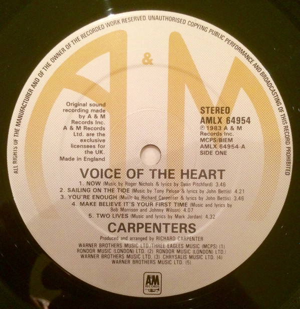 Carpenters - Voice Of The Heart (LP, Album) 701
