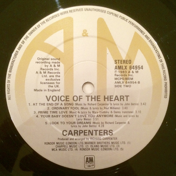 Carpenters - Voice Of The Heart (LP, Album) 702
