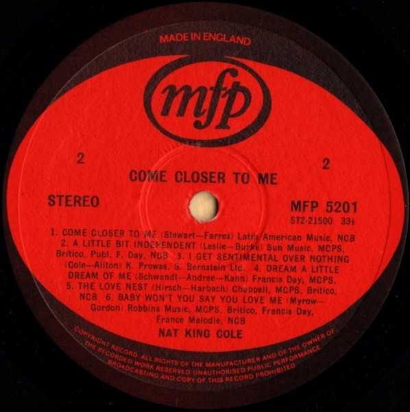 Nat King Cole - Come Closer To Me (LP, Album, Comp) 728