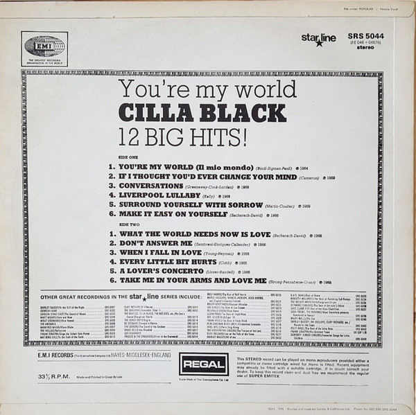 Cilla Black - You're My World (LP, Comp) 447