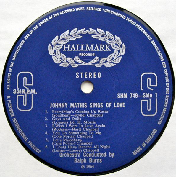 Johnny Mathis - Johnny Mathis Sings Of Love (LP, RE) 1139