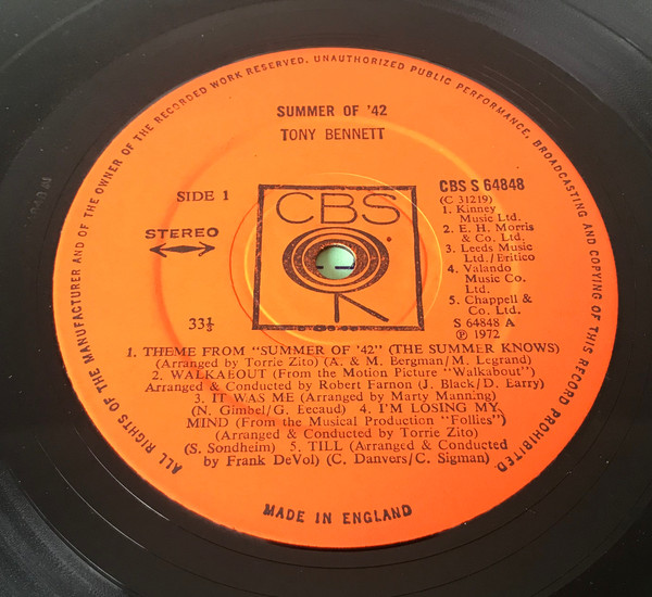 Tony Bennett - Summer Of '42 (LP) 798