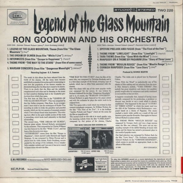 Ron Goodwin And His Orchestra - Legend Of The Glass Mountain (LP, RE) 3395
