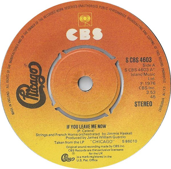 Chicago (2) - If You Leave Me Now (7", Single, Kno)