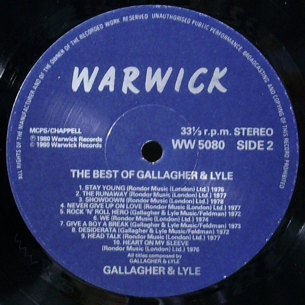 Gallagher and Lyle - The Best Of Gallagher and Lyle (20 Beautiful Songs) (LP, Comp) 3307