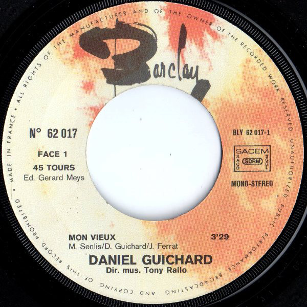 Daniel Guichard - Mon Vieux (7", Single) 3737