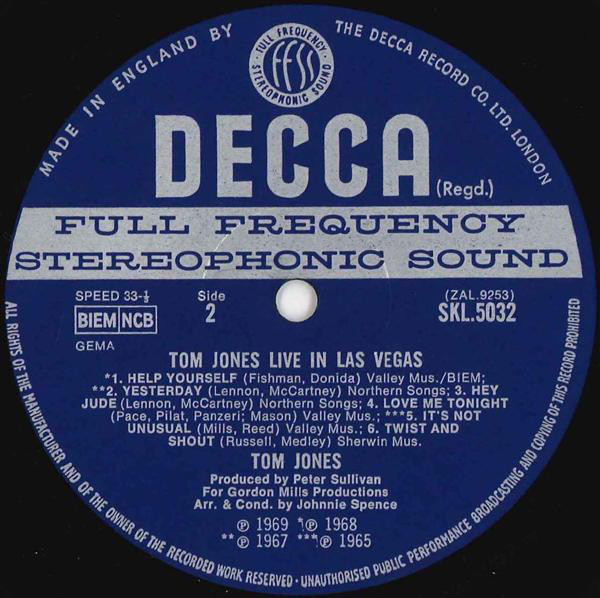 Tom Jones - Live In Las Vegas (LP, Album) 482