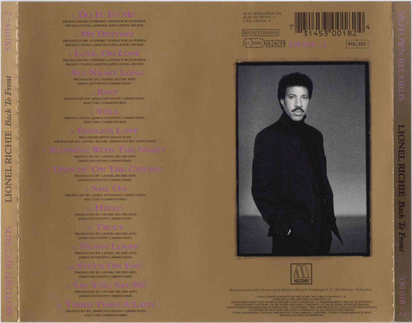 Lionel Richie - Back To Front (CD, Comp) 4915