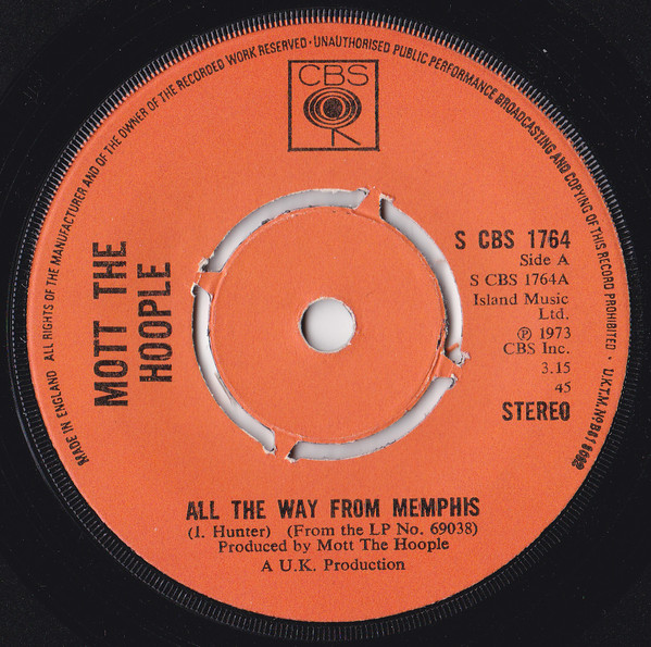 Mott The Hoople - All The Way From Memphis (7", Single, Kno)