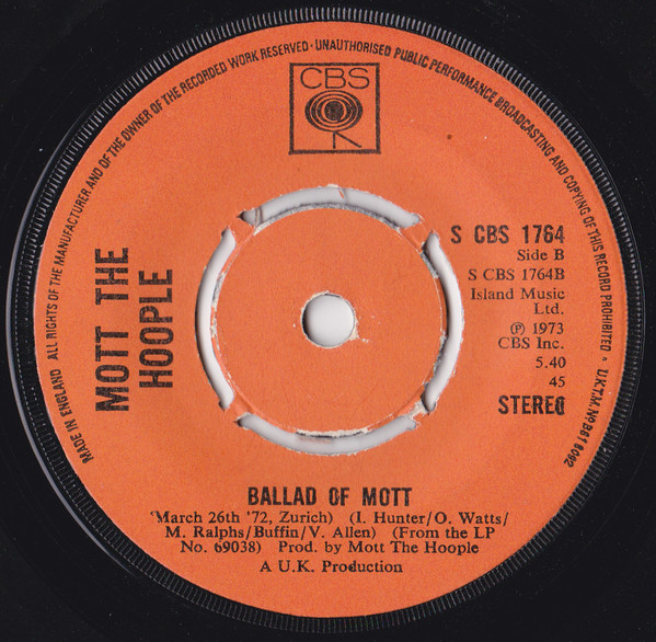 Mott The Hoople - All The Way From Memphis (7", Single, Kno) 947