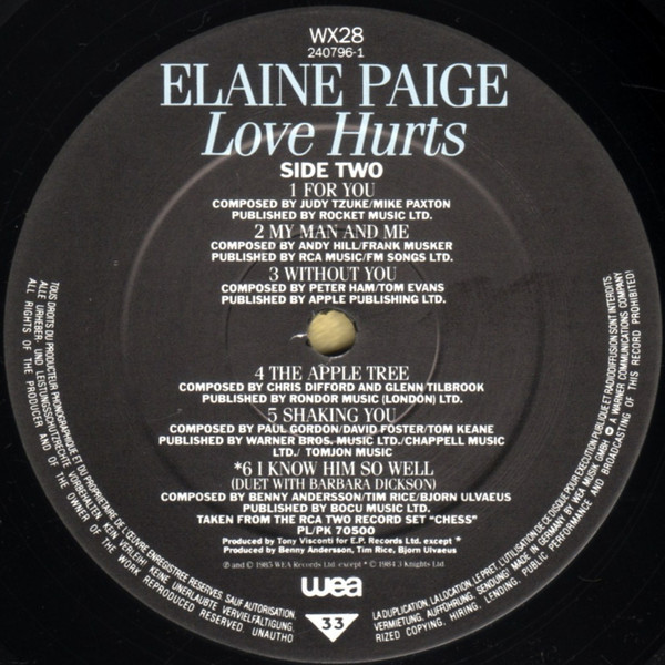 Elaine Paige - Love Hurts (LP, Album) 11219