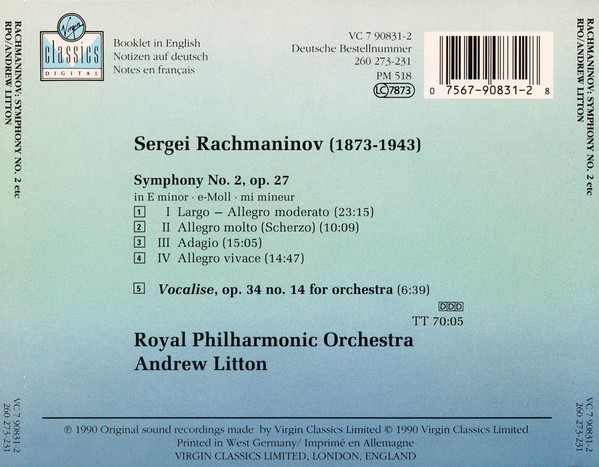 Rachmaninov*, Andrew Litton, The Royal Philharmonic Orchestra - Rachmaninov