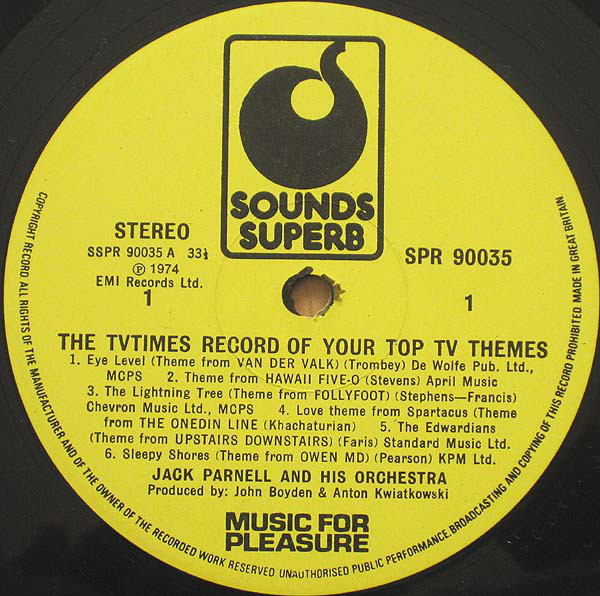 Jack Parnell And His Orchestra* - The TV Times Record Of Your Top TV Themes (LP) 11763