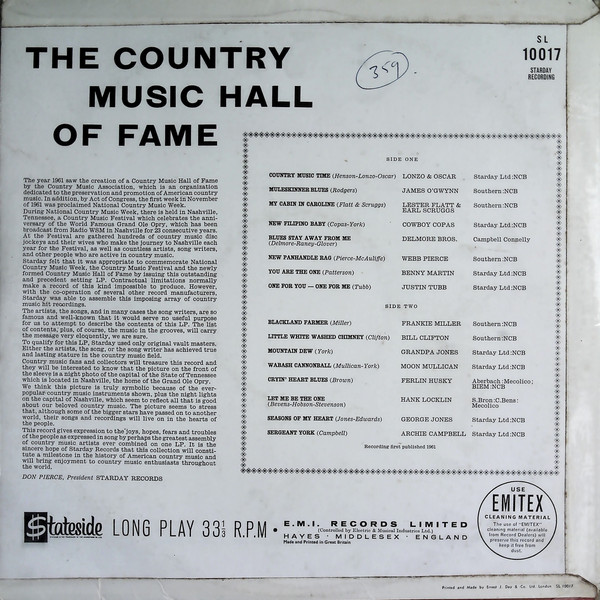 Various - The Country Music Hall Of Fame (LP, Comp, Mono) 9344