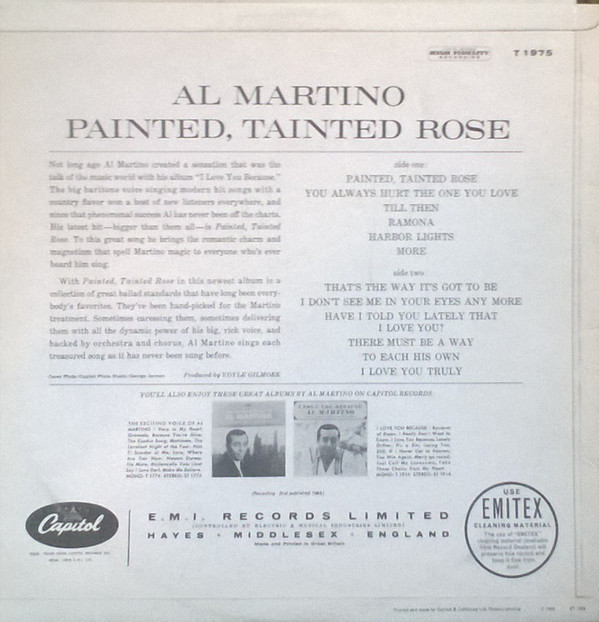 Al Martino - Painted, Tainted Rose (LP, Album, Mono, RE) 10095