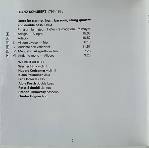 Schubert* - Wiener Oktett - Octet (CD, Comp) 13991