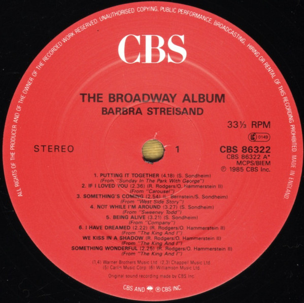 Barbra Streisand - The Broadway Album (LP, Album) 13624