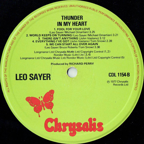 Leo Sayer - Thunder In My Heart (LP, Album) 7033