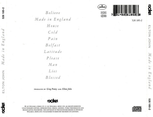 Elton John - Made In England (CD, Album) (Good (G))9253