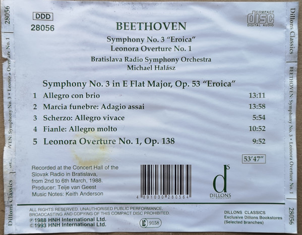 Ludwig van Beethoven - Beethoven - Symphony No. 3 ‚ÄùEroica‚Äù, Leonora Overture No. 1 (CD, Album) 13561