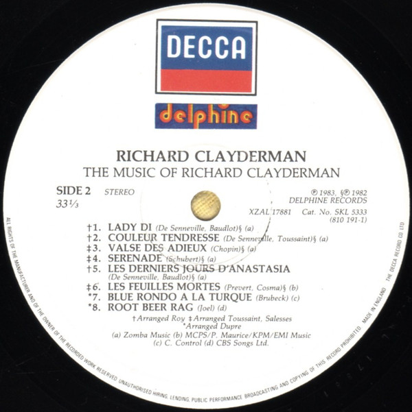 Richard Clayderman - The Music Of Richard Clayderman (LP, Comp) 9274