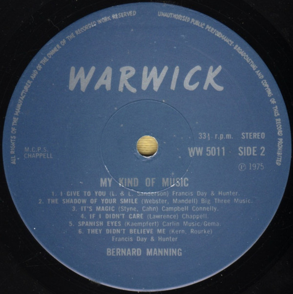 Bernard Manning - My Kind Of Music (LP, Album) 9381