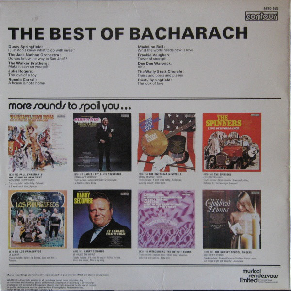 Various - The Best Of Bacharach (LP, Album, Comp) 13612