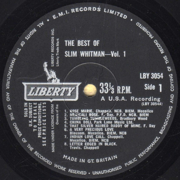 Slim Whitman - The Best Of Slim Whitman Volume One (LP, Comp, Mono) 10506