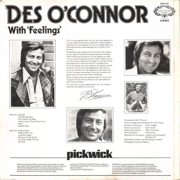 Des O'Connor - With 'Feelings' (LP) 9201