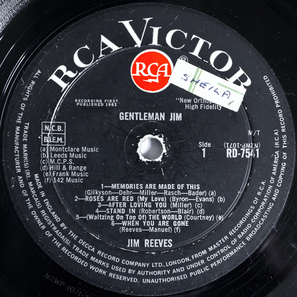 Jim Reeves - Gentleman Jim (LP, Album, Mono) 9278