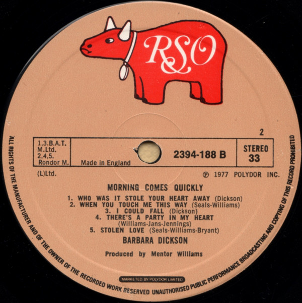 Barbara Dickson - Morning Comes Quickly (LP, Album, RCA) 11301