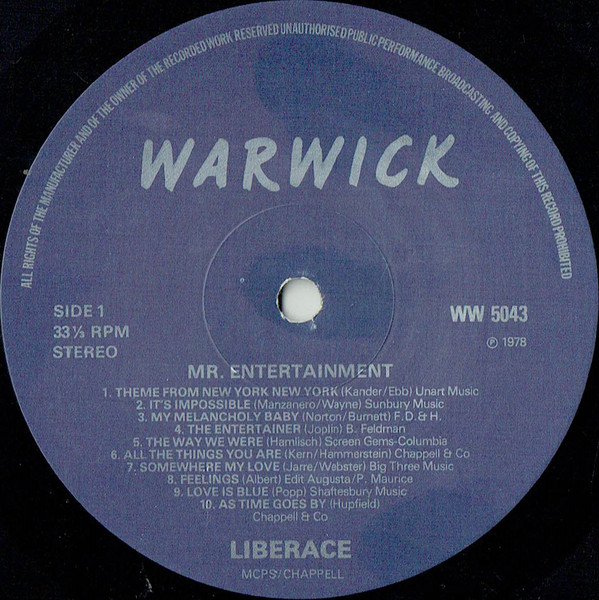 Liberace - Mr. Entertainment (LP, Comp) 13343