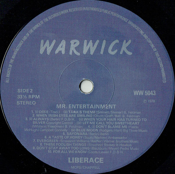 Liberace - Mr. Entertainment (LP, Comp) 13344