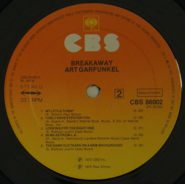 Art Garfunkel - Breakaway (LP, Album, RP) 7908