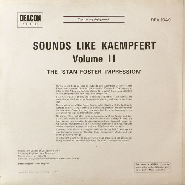 The Stan Foster Impression - Sounds Like Kaempfert - Volume II (LP, Album) 14497