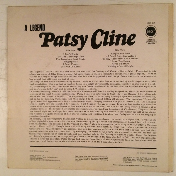 Patsy Cline - A Legend (LP, Comp) 8068