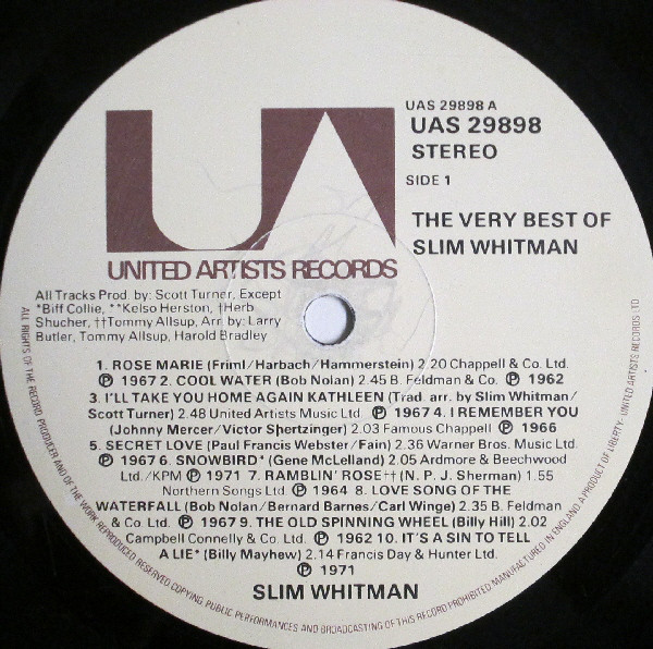 Slim Whitman - The Very Best Of Slim Whitman (LP, Album, Comp) 8604