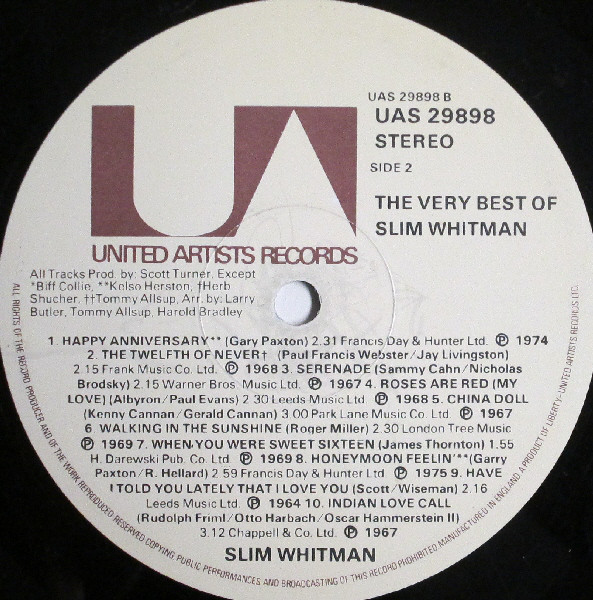 Slim Whitman - The Very Best Of Slim Whitman (LP, Album, Comp) 8605