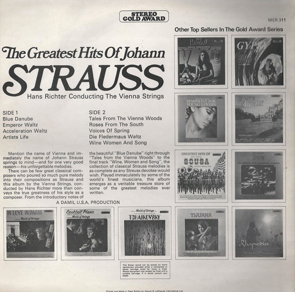 Hans Richter (10) Conducting The Vienna Strings* - Greatest Hits Of Johann Strauss (LP, Cze) 11403