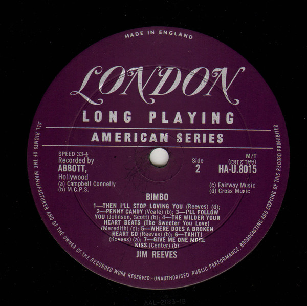 Jim Reeves - Bimbo (LP, Comp, Mono) 8843