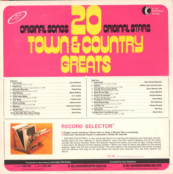 Various - 20 Town and Country Greats (LP, Comp, Ltd) 10972