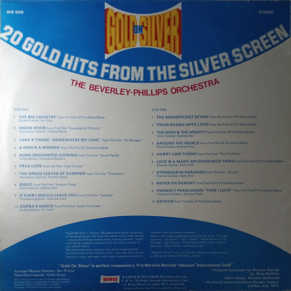 The Beverley-Phillips Orchestra* - Gold On Silver - 20 Gold Hits From The Silver Screen (LP, Comp) 11681