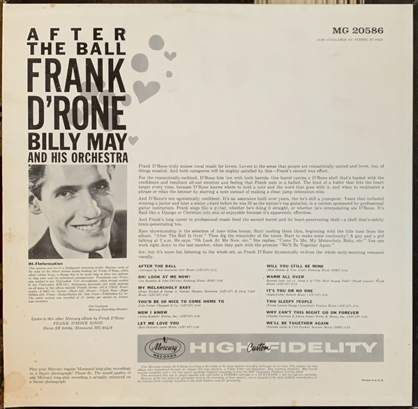 Frank D'Rone With Billy May And His Orchestra - After The Ball (LP, Mono) 9994