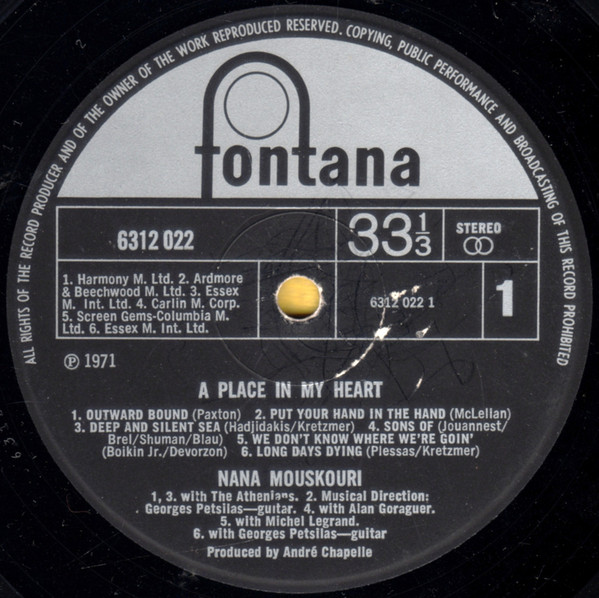 Nana Mouskouri - A Place In My Heart (LP) 12190